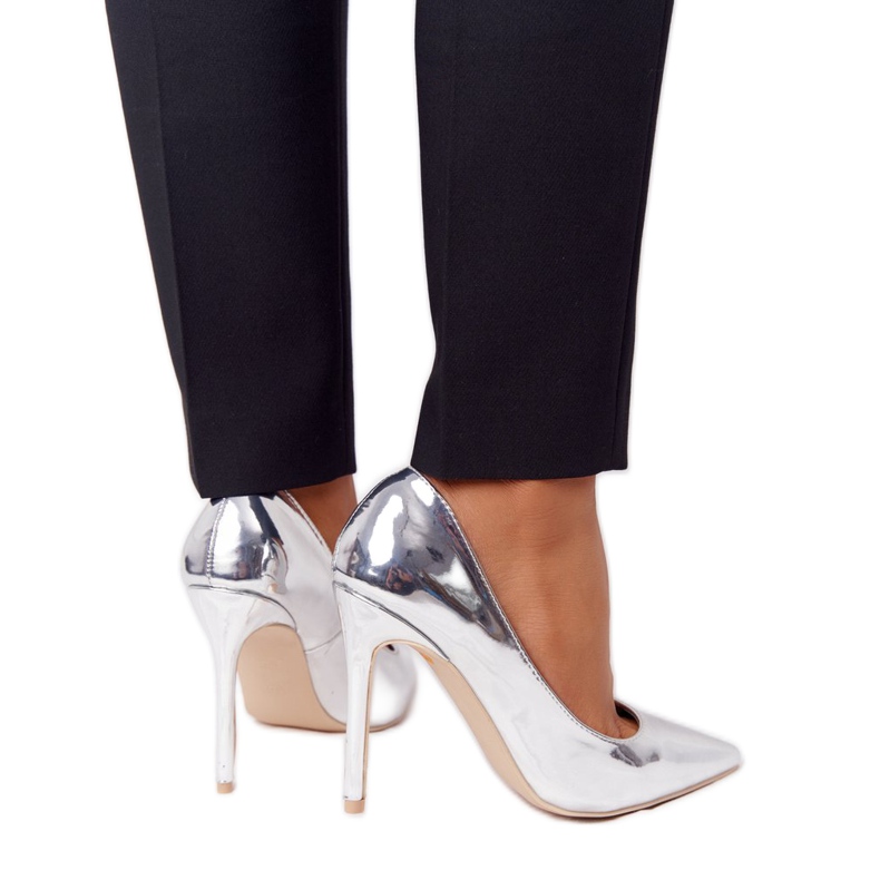 Elegant Lacquered High Heels Lu Boo Silver