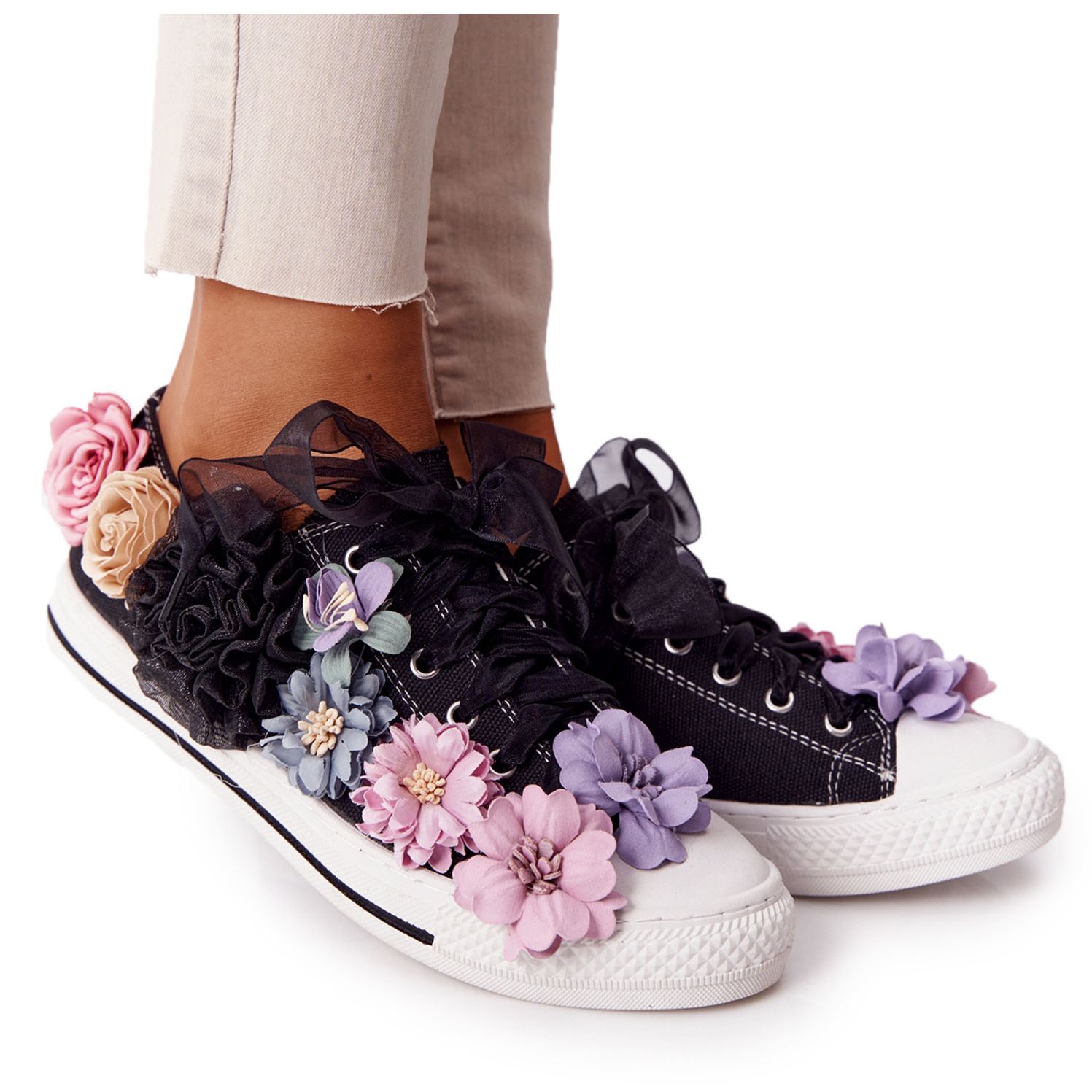 Sneakers With Flowers Lu Boo Black