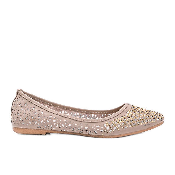 Porto Novo beige openwork ballerinas