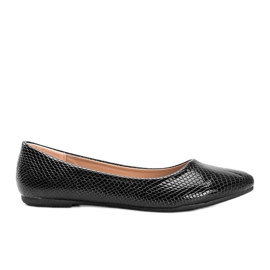 Black lacquered ballerinas with a snake skin pattern from Center Street