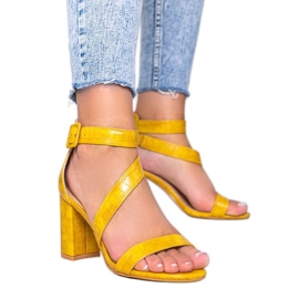 Mustard sandals on a Silver Dust post yellow
