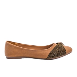 Camel ballerinas with shiny Like myself decoration brown