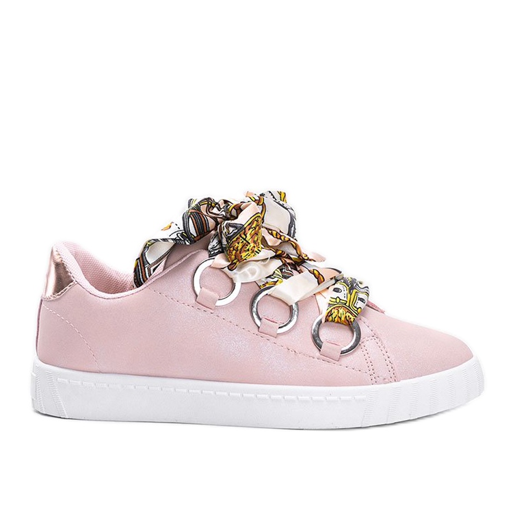 Pink sneakers with a satin Kisionis binding