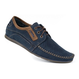 Olivier Men's leather loafers 4228 navy blue