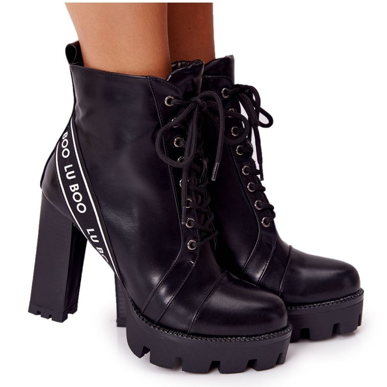 Lace-up boots on the post Black Lu Boo