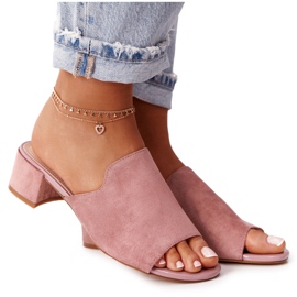 Suede Slippers On Heel Sergio Leone KL313 Pink Suede Slippers On Heel Sergio Leone KL313 Pink