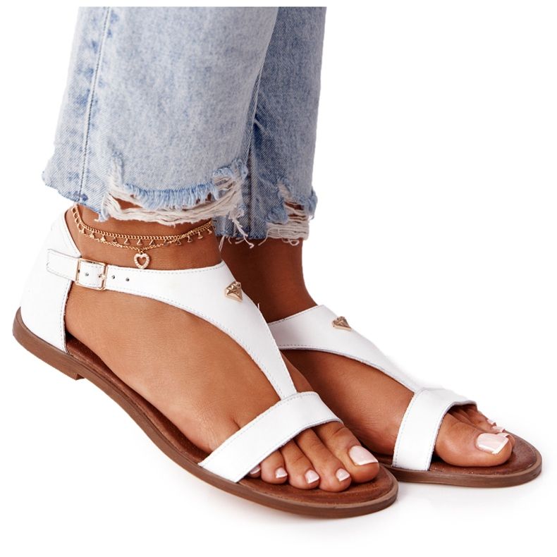 Women's Leather Sandals Nicole 2648 White Women's Leather Sandals Nicole 2648 White