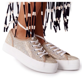 S.Barski Glitter Sneakers On The Golden Luna Platform
