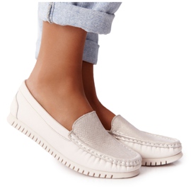 S.Barski Women's Leather Loafers S. Barski 97630 Ecru