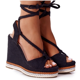 Tied Black Hawaii Wedge Sandals