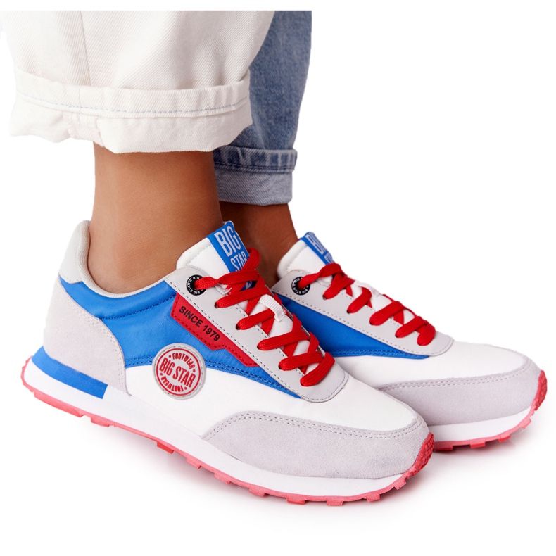 Women's Sport Shoes Memory Foam Big Star HH274526 White-Blue red Women's Sport Shoes Memory Foam Big Star HH274526 White-Blue red