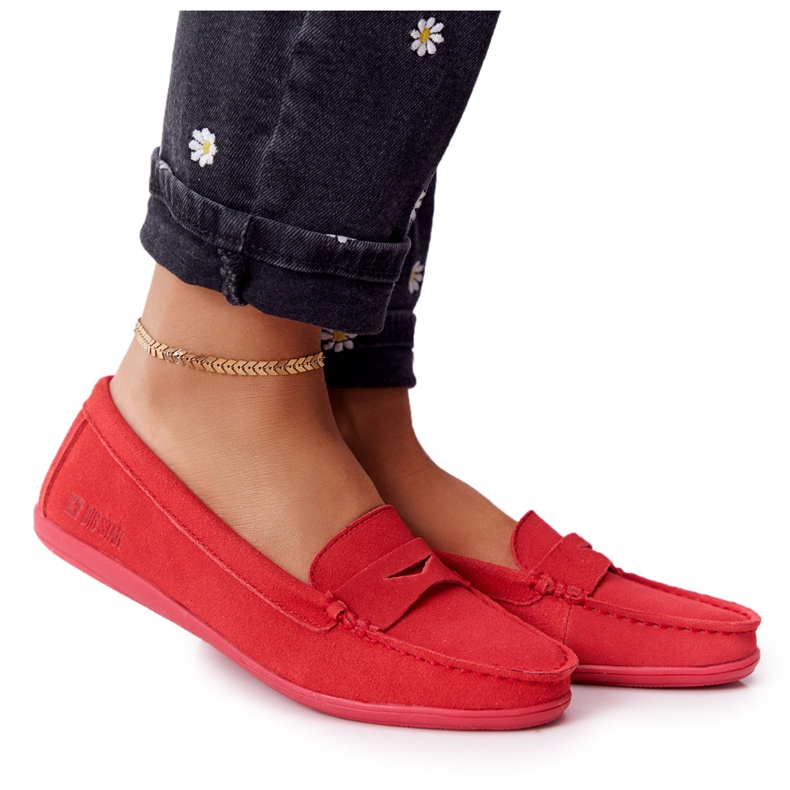 Women's Suede Loafers Big Star HH274668 Coral red Women's Suede Loafers Big Star HH274668 Coral red