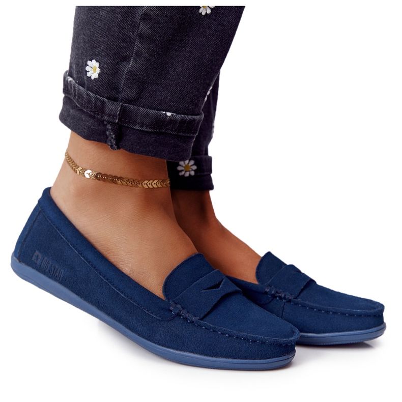 Women's Suede Loafers Big Star HH274663 Navy Blue Women's Suede Loafers Big Star HH274663 Navy Blue