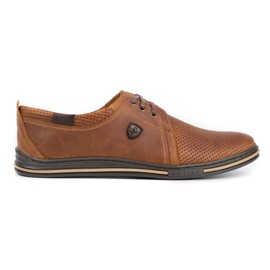 Polbut Leather shoes for men 343 camel perforation brown
