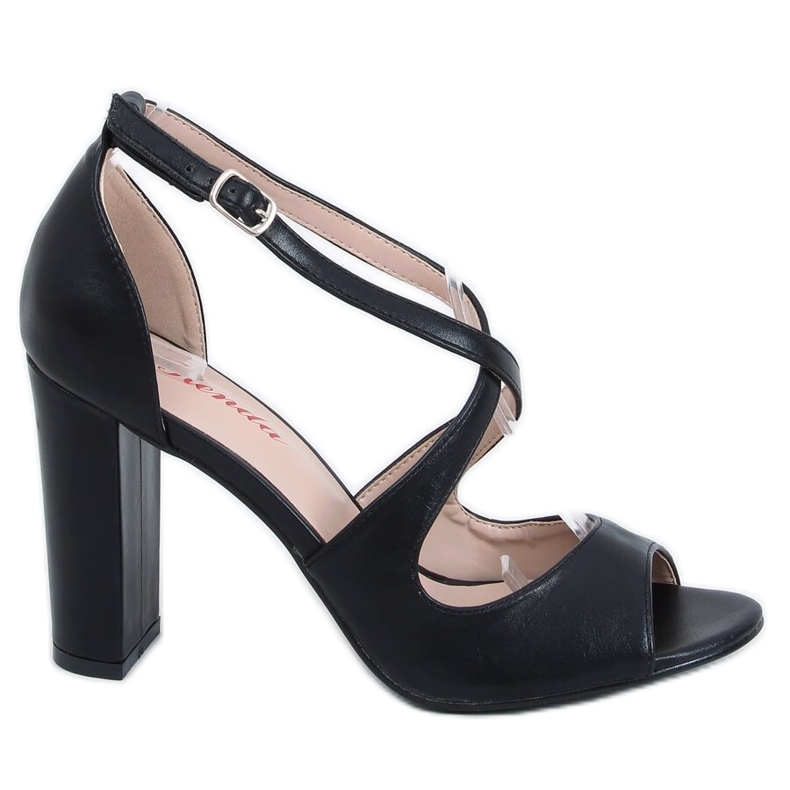 Black high-heeled sandals S-837 Black