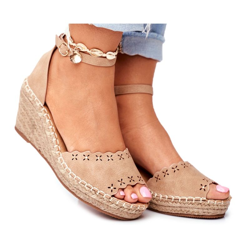 EVE Women's Sandals On Wedge Espadrilles Beige 9SD98- 0953 Sagittarius