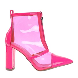 Boots on the post with a transparent Kiki upper pink