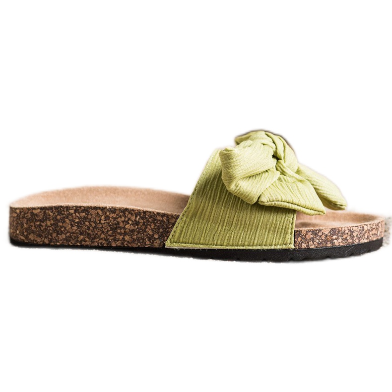 SHELOVET Slippers with a bow green SHELOVET Slippers with a bow green