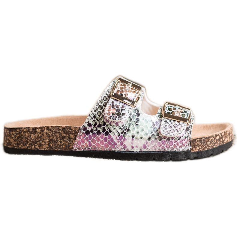 SHELOVET Slippers With Holo Effect silver grey multicolored