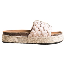 SHELOVET Braided Espadrilles Flip-Flops beige