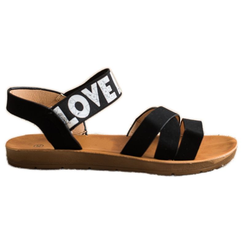 SHELOVET Sandals With Eco Leather Love black SHELOVET Sandals With Eco Leather Love black
