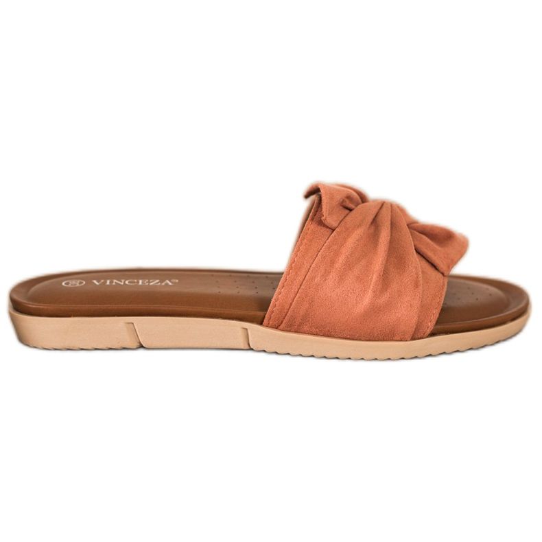 VINCEZA suede slippers orange
