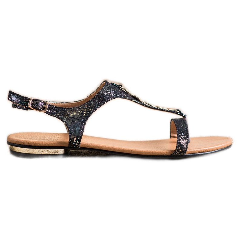 Sandals With Golden VINCEZA Ornaments black