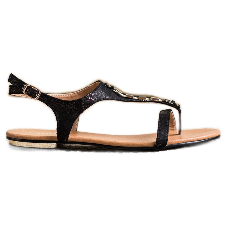 Sandals With Golden VINCEZA Ornaments black