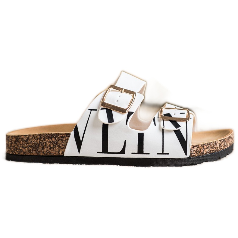 SHELOVET Comfortable Eco Leather Slippers white