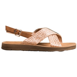 SHELOVET Comfortable Braided Sandals brown orange SHELOVET Comfortable Braided Sandals brown orange