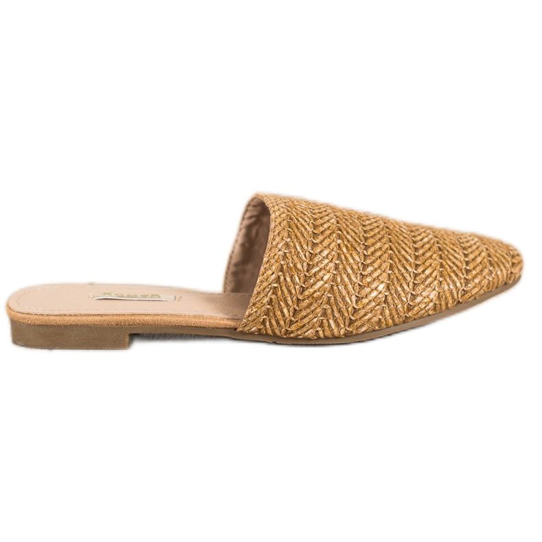 SHELOVET Straw Slippers brown