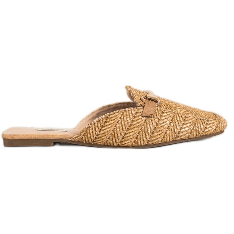 SHELOVET Elegant Straw Slippers brown