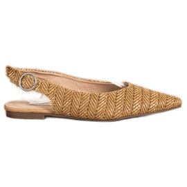 SHELOVET Straw Pumps With An Open Heel brown