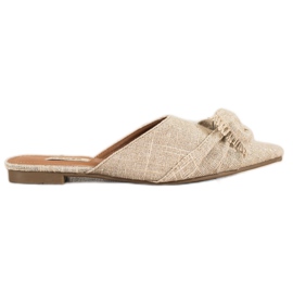 SHELOVET Elegant Slippers In Spitz beige