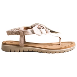SHELOVET Flip-Flops Sandals With A Bow beige