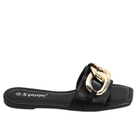 Square slippers with a chain black CK206P Black Square slippers with a chain black CK206P Black