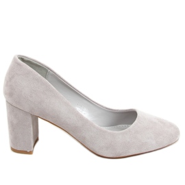 Gray round toe pumps LL-239P Gray grey