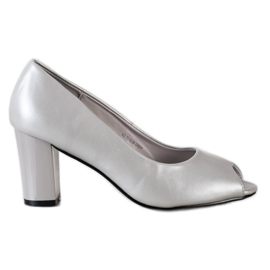 Goodin Open toe pumps silver grey