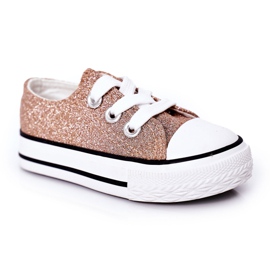 Children s Pink Gold Glitter Sneakers Bling Bling golden