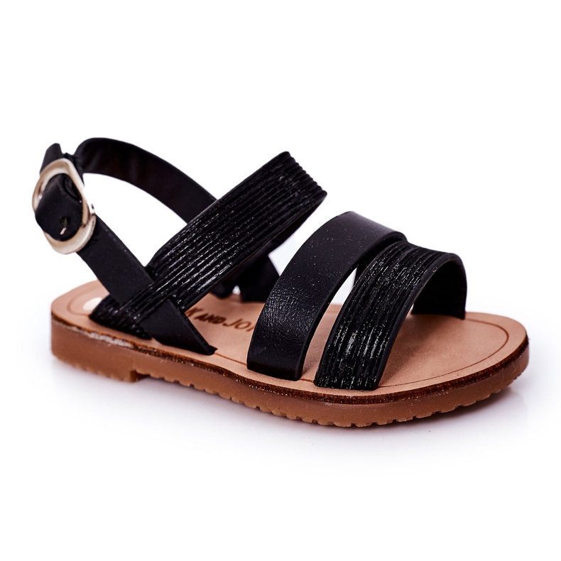 Children's Black Natalie Shiny Sandals