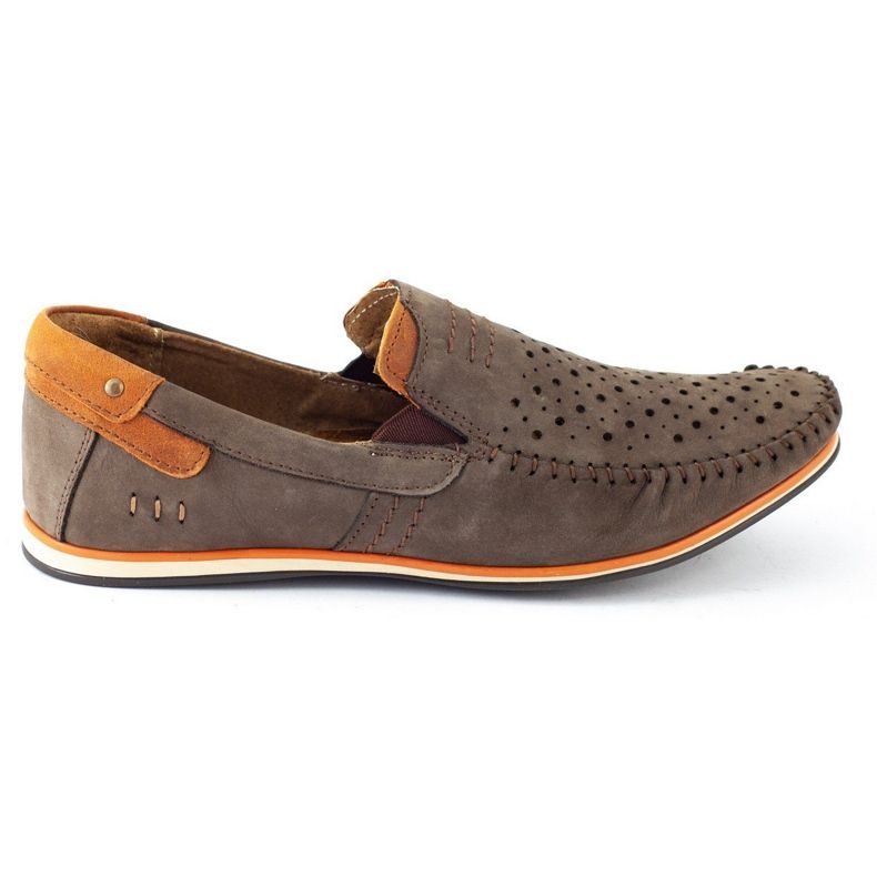KOMODO Men's shoes moccasins 876 summer brown orange
