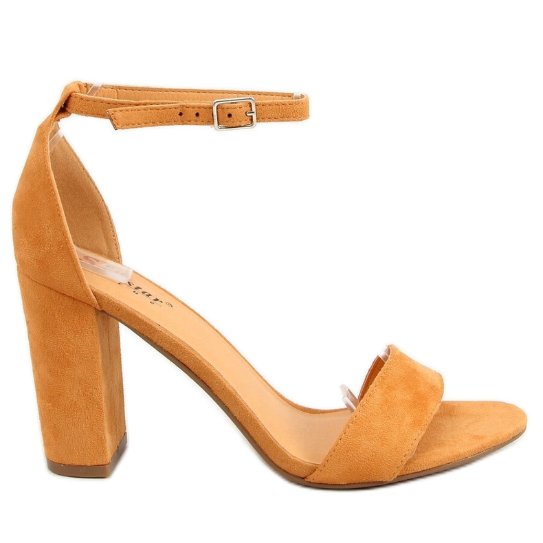 Sandals on the post camel AF03P Camel brown