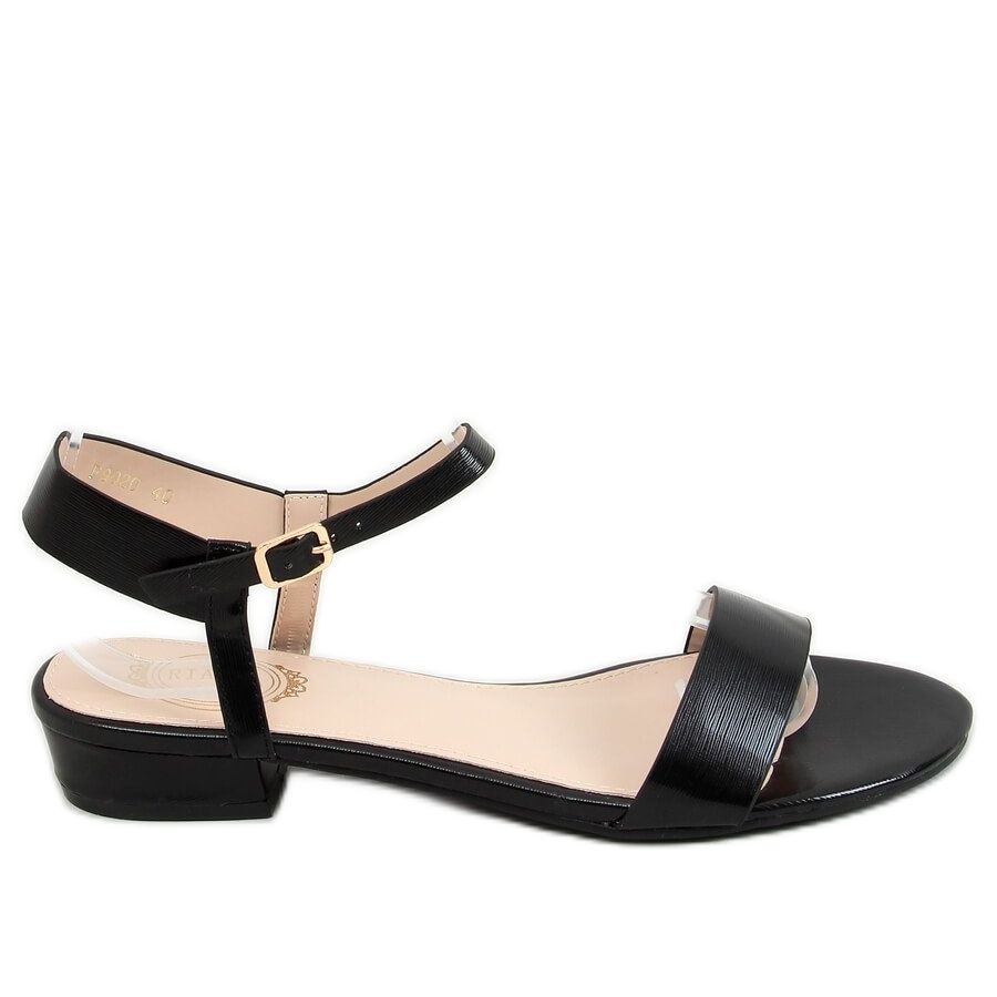 Black sandals with flat heels F9020 Black