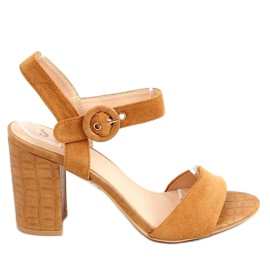 Camel high-heeled sandals SL1008P Camel brown multicolored