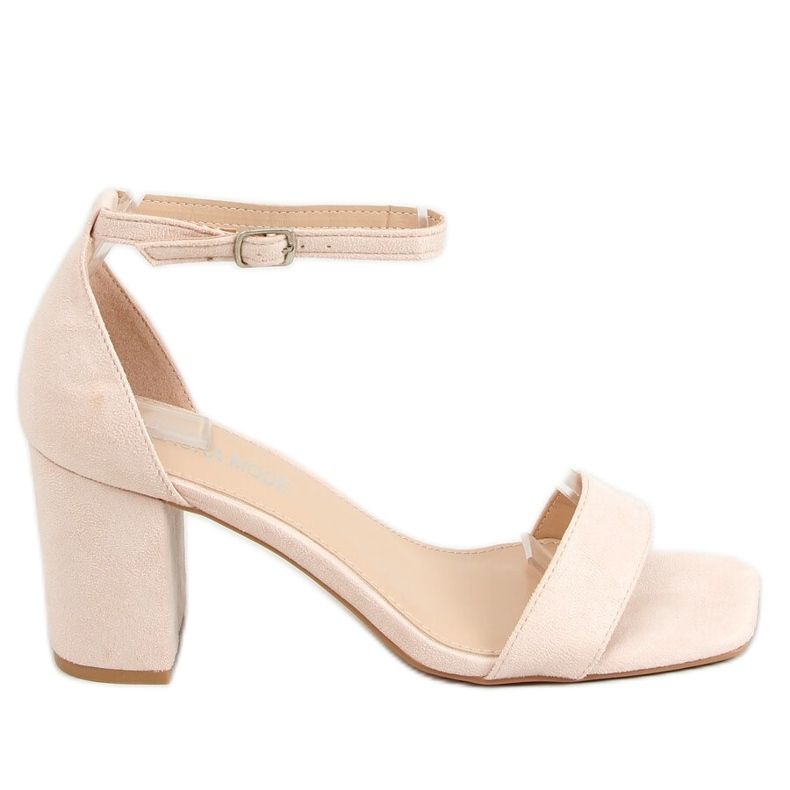 Sandals on high heels beige QL-169 Beige