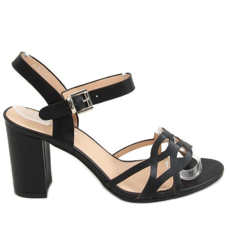 Black S-863 Black high-heeled sandals
