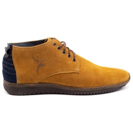 Olivier Men's leather boots 7018 red yellow
