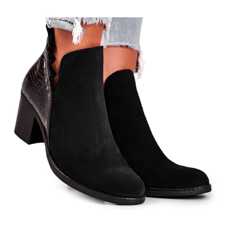 Women's Boots On Heel, Leather Spring Maciejka Black 04833-01