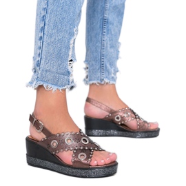 Brown metallic wedge sandals Mon Brown metallic wedge sandals Mon