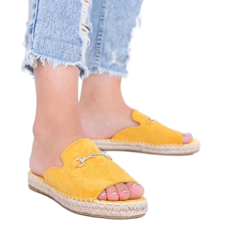 Mustard slippers with Roseau buckle yellow Mustard slippers with Roseau buckle yellow